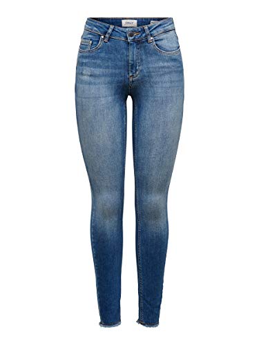 ONLY Damen Onlblush Mid Ank Raw Rea1303 Noos Jeans, Dark Blue Denim, M / 30L EU