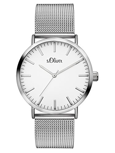s.Oliver Damen Analog Quarz Armbanduhr mit Edelstahlarmband SO-3145-MQ