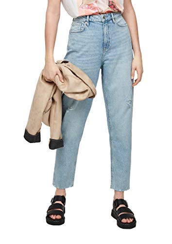 Q/S by s.Oliver Damen Relaxed Fit: Mom-Jeans im Used Look light blue 40