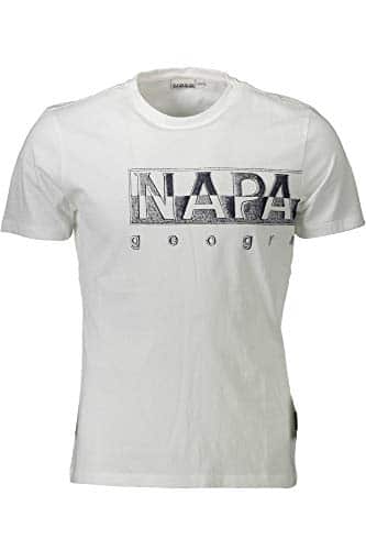 Napapijri Herren Kurzarm T-Shirt Rundhals Baumwolle Artikel NP0A4F9N SALLAR Logo, 002 Bianco - Bright White, XXL