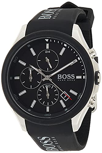 BOSS Herren Chronograph Quartz Uhr mit Silikon Armband 1513716