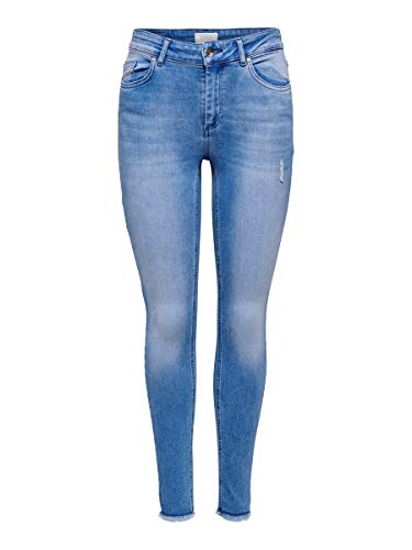 ONLY Damen Onlblush Mid Sk Ank Raw Bb Rea4347 Noos Jeans, Light Blue Denim, S / 30L EU