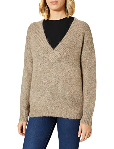 ONLY Damen ONLZOLTE L/S V-Neck CC KNT Pullover, Taupe Gray, Large