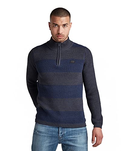 G-STAR RAW Herren Stripe Half Zip Pullover Sweater, Mehrfarbig (cloack/Servant Blue C945-C819), XL