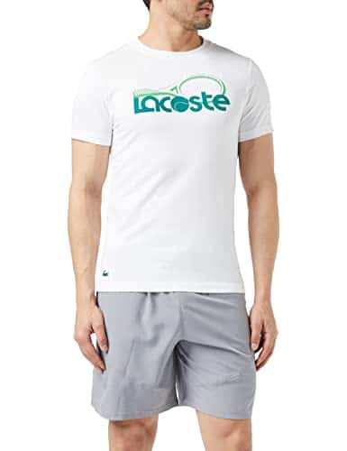 Lacoste Sport Herren TH6913 T-Shirt, Blanc/Swing-Malachite, L